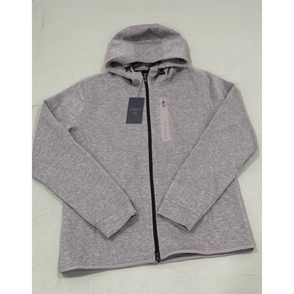 NWT Mens VRST Pinnacle Fleece Gray Full-Zip Moisture Wicking Hooded Jacket - SM - Picture 1 of 7